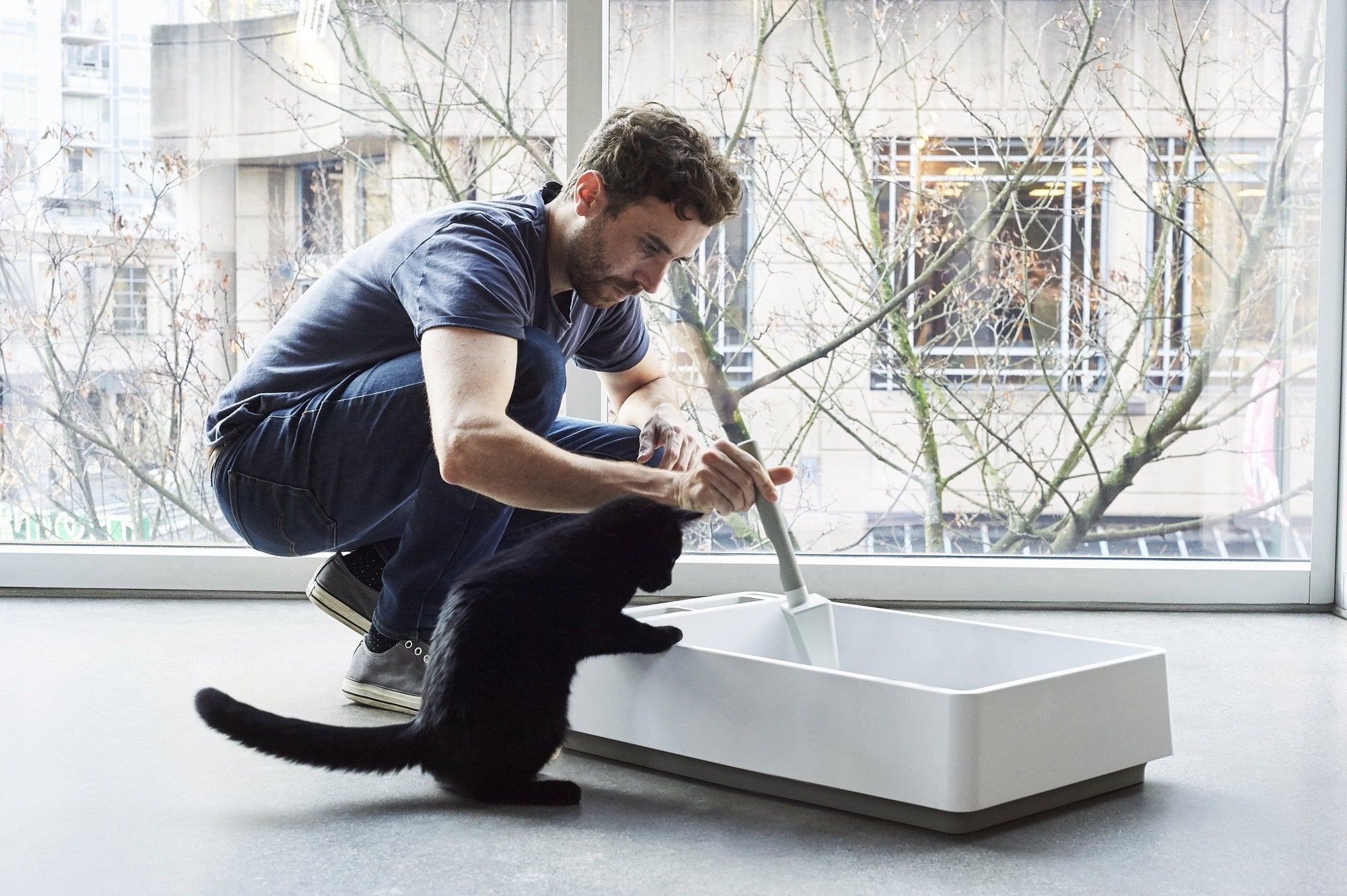 The Cove Modern Litter Box with Built-In Scoop & Shelter Add-On