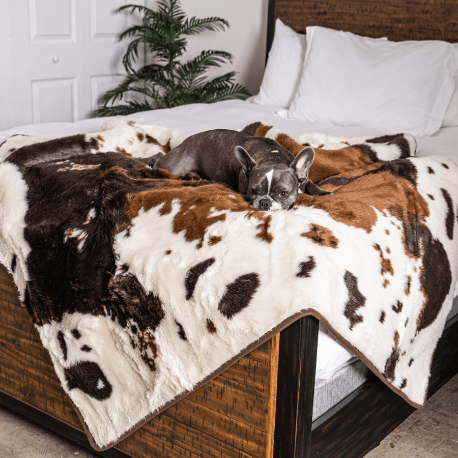 PupProtector™ Waterproof Dog Blanket – Durable, Washable, Throw Furniture Protector for Pets - Brown Faux Cowhide
