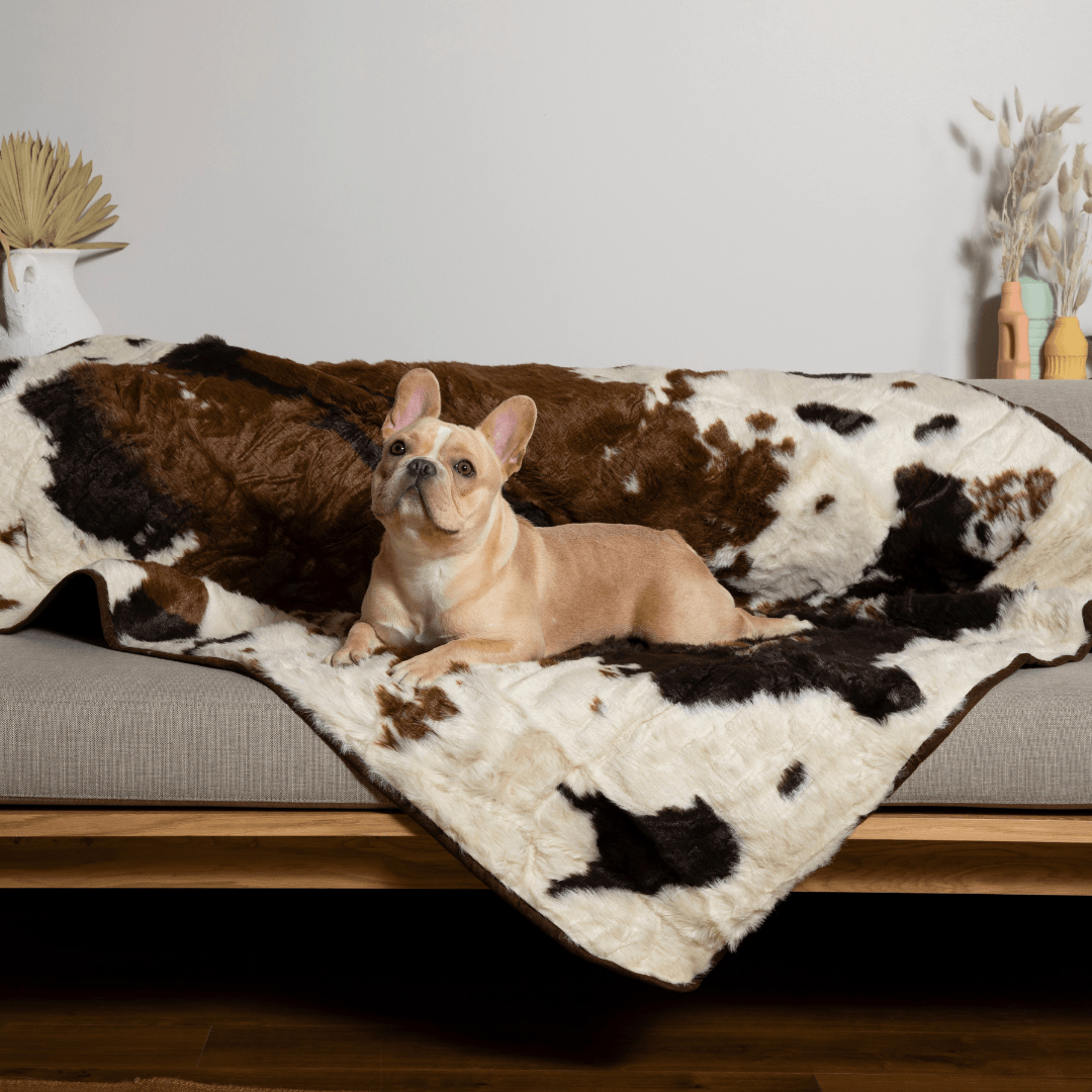 PupProtector™ Waterproof Dog Blanket – Durable, Washable, Throw Furniture Protector for Pets - Brown Faux Cowhide