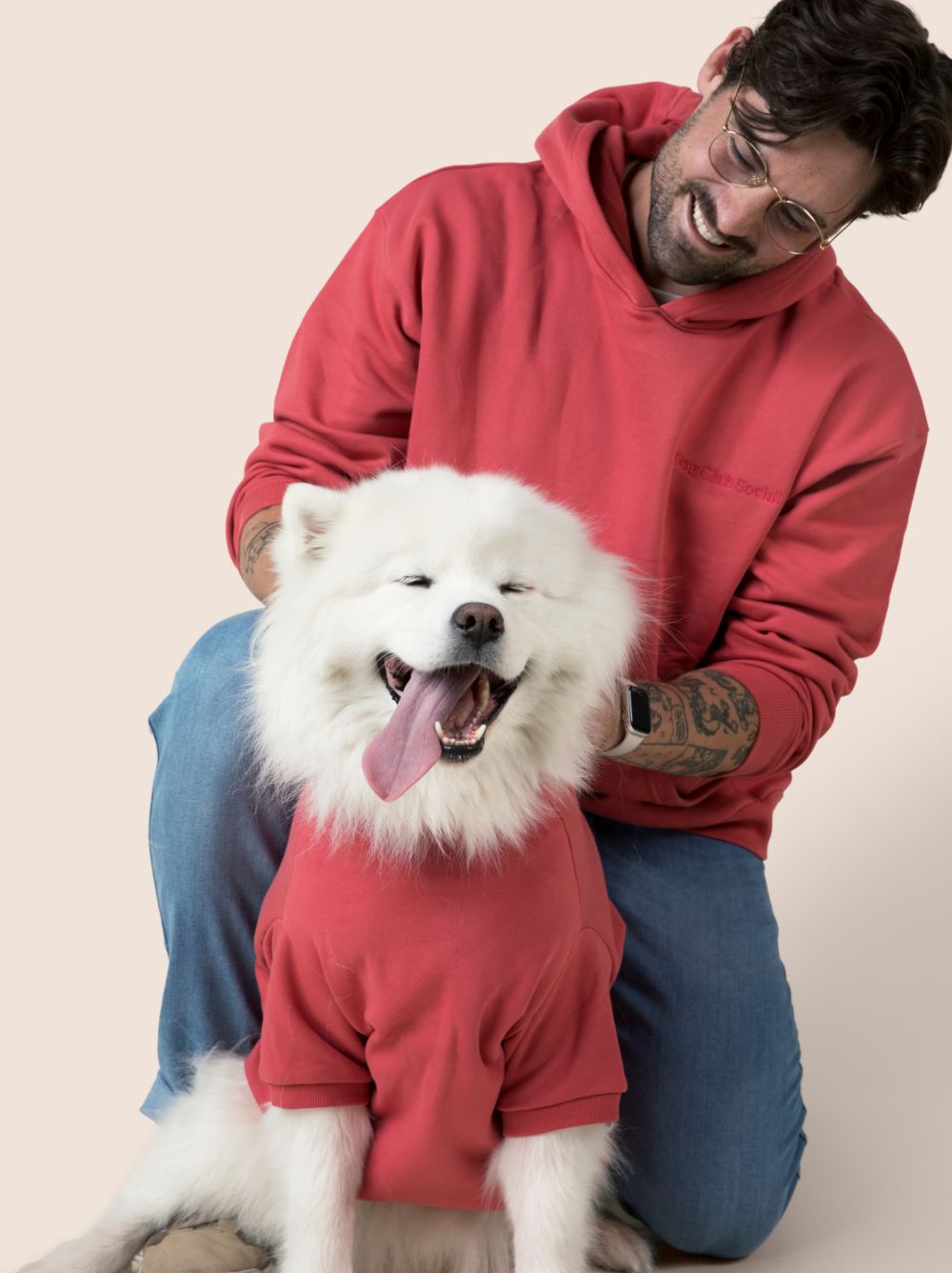 Matching Dog & Owner Hoodie – Oversized Unisex Fleece Sweatshirt for Pets and People (Berry)