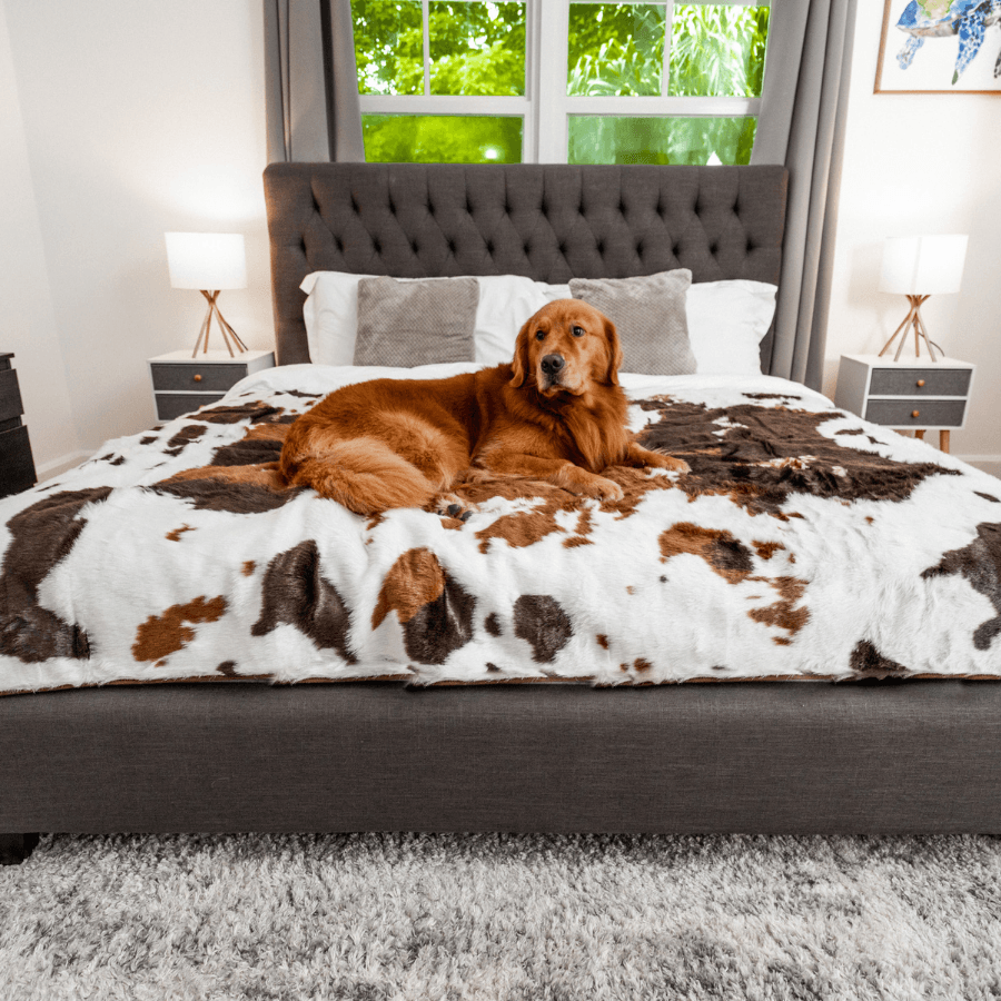 PupProtector™ Waterproof Dog Blanket – Durable, Washable, Throw Furniture Protector for Pets - Brown Faux Cowhide
