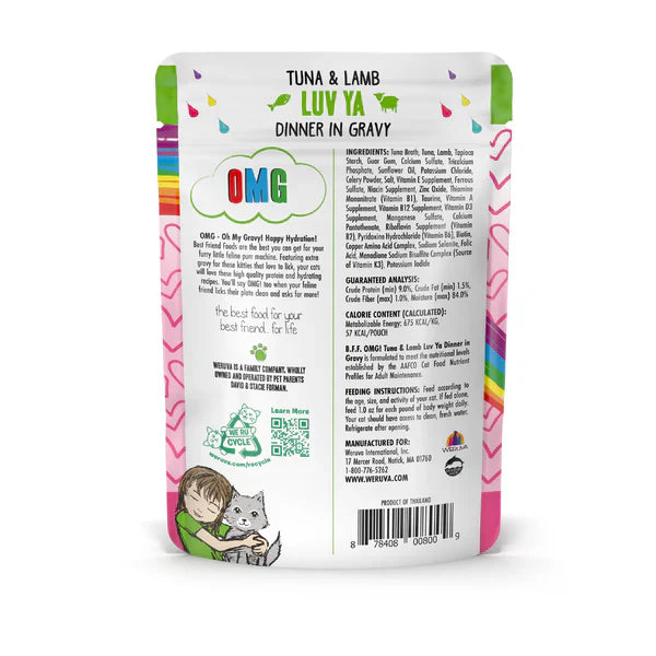 Weruva B.F.F. Tuna & Lamb in Gravy – Grain-Free Wet Cat Food Pouch (3 oz)