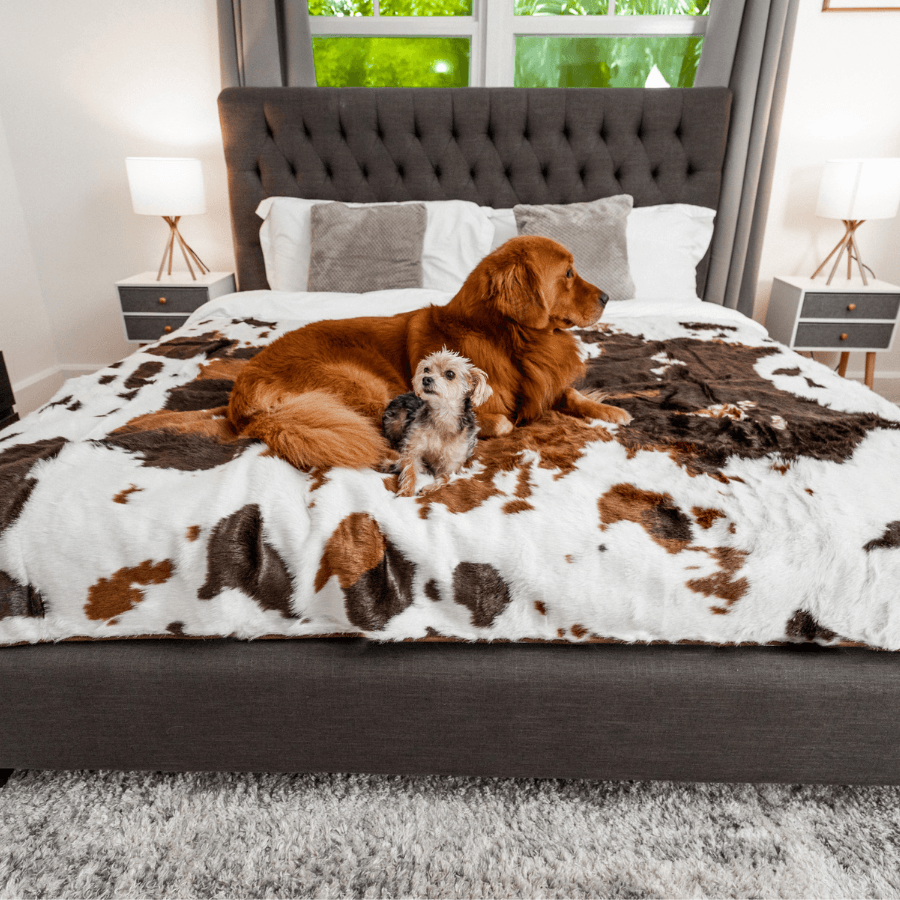 PupProtector™ Waterproof Dog Blanket – Durable, Washable, Throw Furniture Protector for Pets - Brown Faux Cowhide