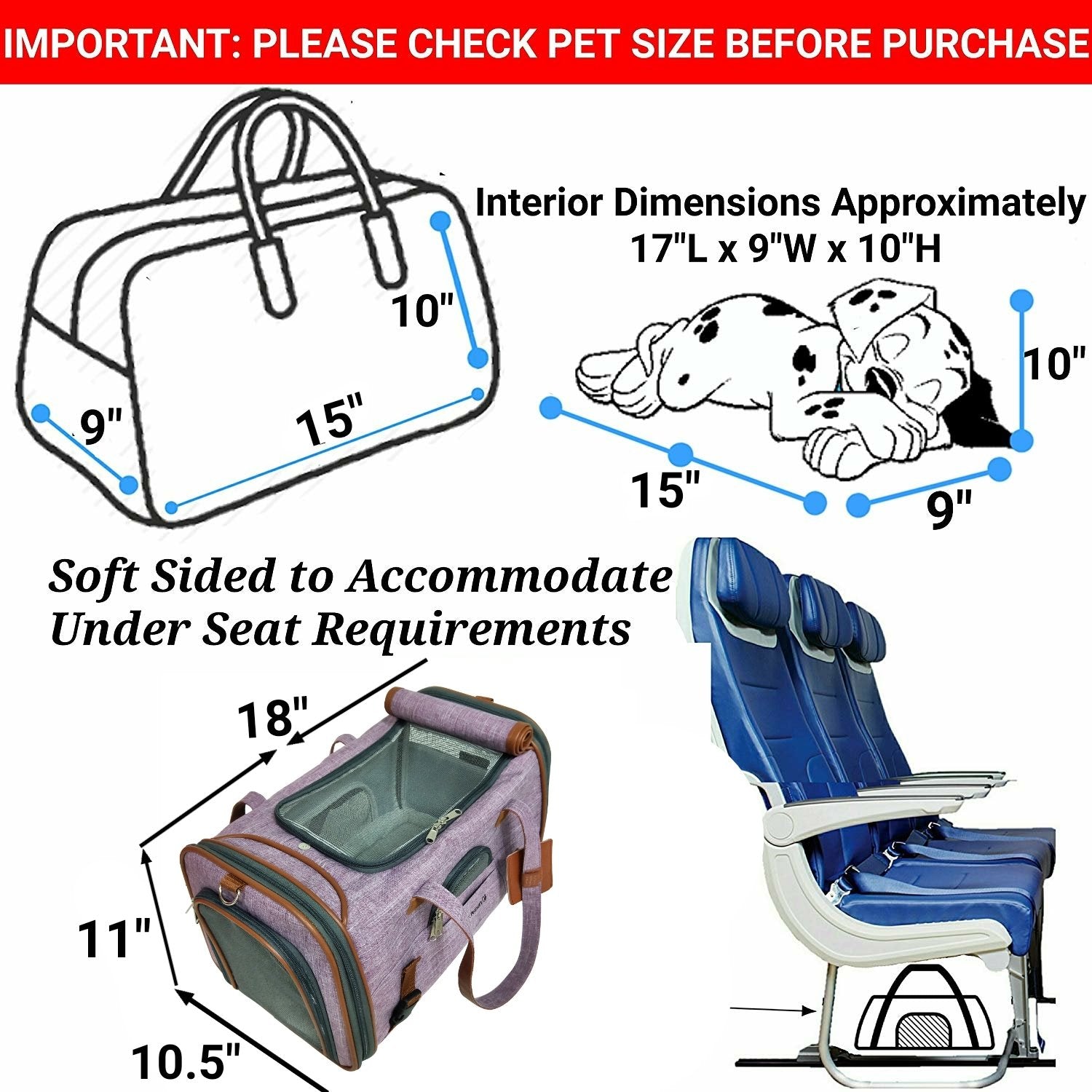 Mr. Peanut's Gold Series Airline Approved Pet Carrier – Soft-Sided Travel Tote for Cats & Small Dogs, Fits Under Airline Seats