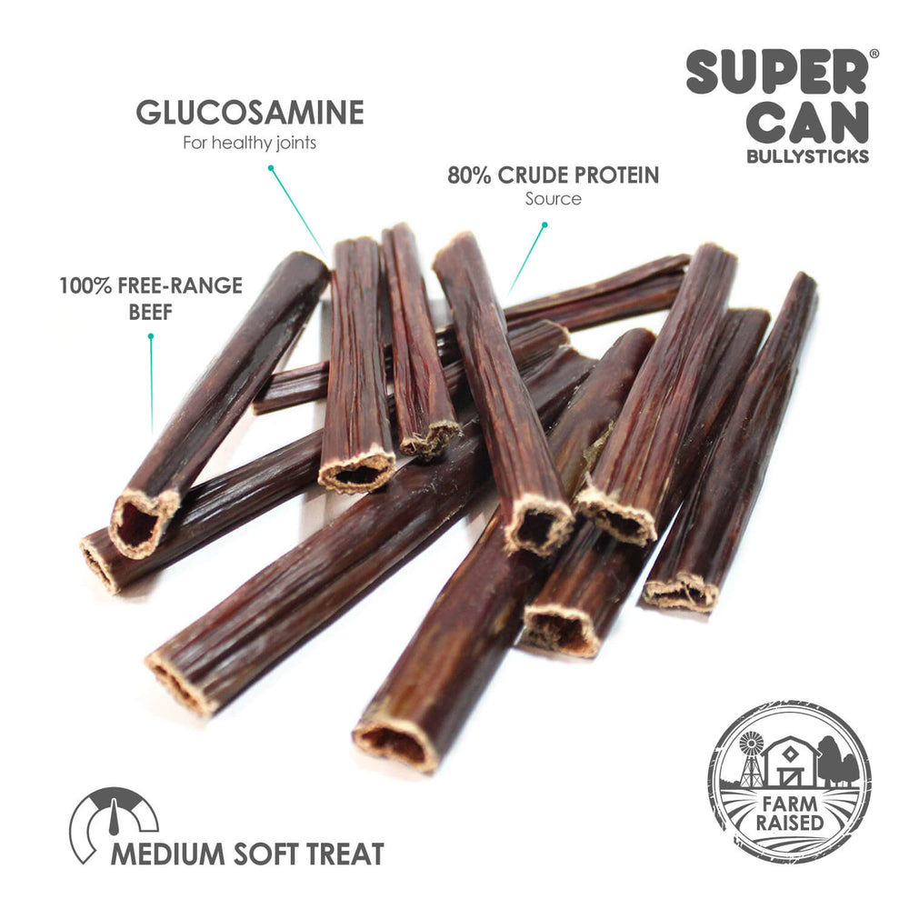 SuperCan All-Natural Bully Sticks for Dogs – Single-Ingredient, Fully Digestible Chews