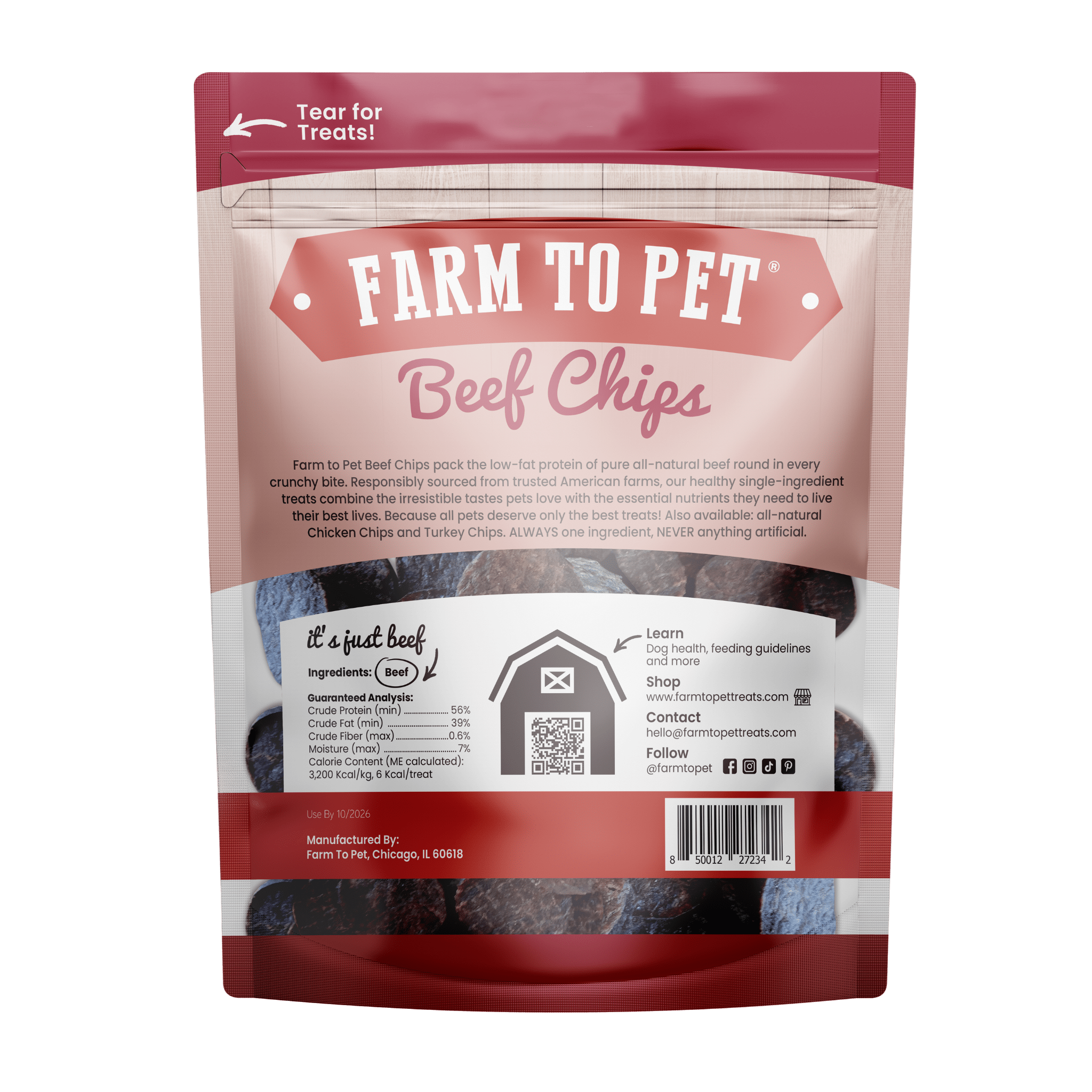 All-Natural Beef Chips for Dogs β High-Protein Dog Treats Made in the USA