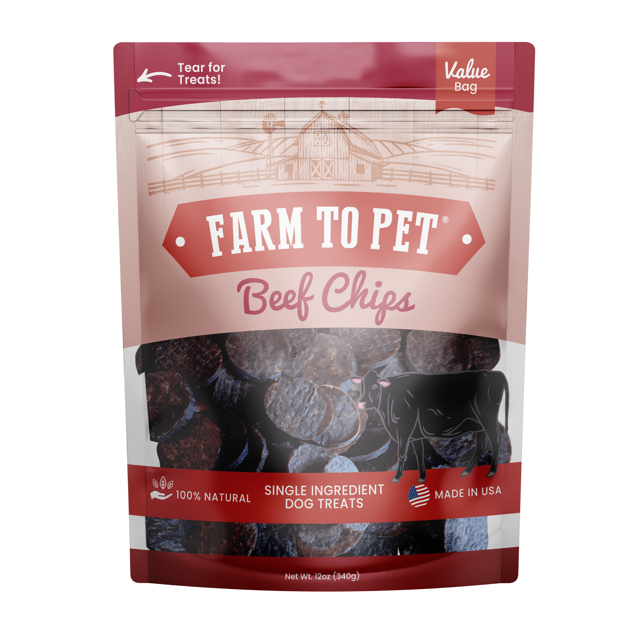 All-Natural Beef Chips for Dogs β High-Protein Dog Treats Made in the USA