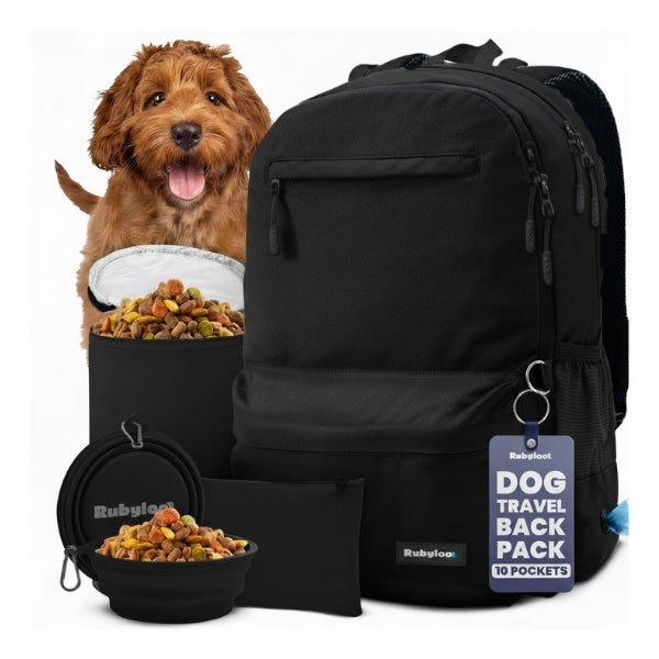 Rubyloo The Original Doggy Bag™ Backpack for Dog Supplies – Airline-Approved Dog Travel Backpack with Food Storage & Collapsible Bowls