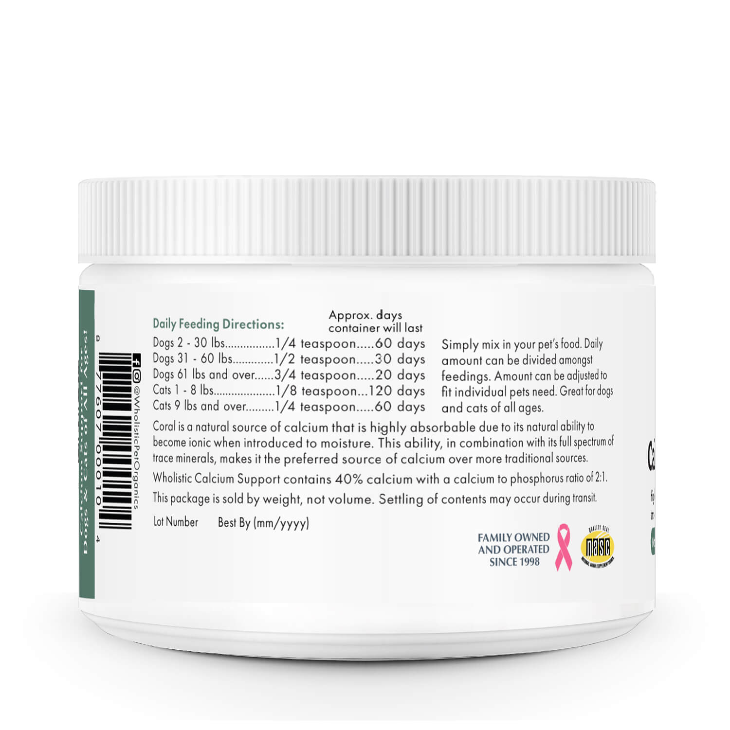 Wholistic Sea Coral Calcium™ – Natural Calcium & Mineral Supplement for Dogs & Cats