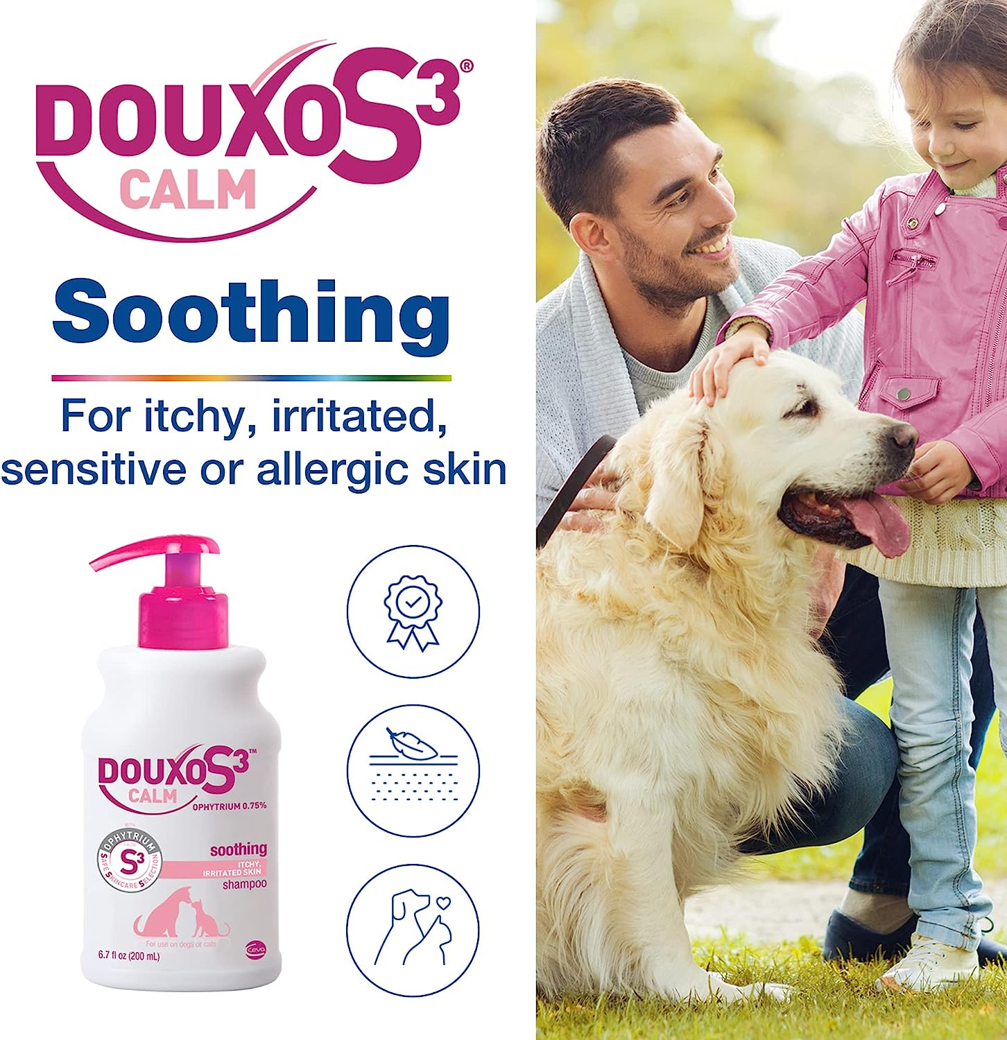 Douxo S3 Calm Soothing Shampoo for Dogs & Cats – Itchy, Irritated, Sensitive Skin Relief