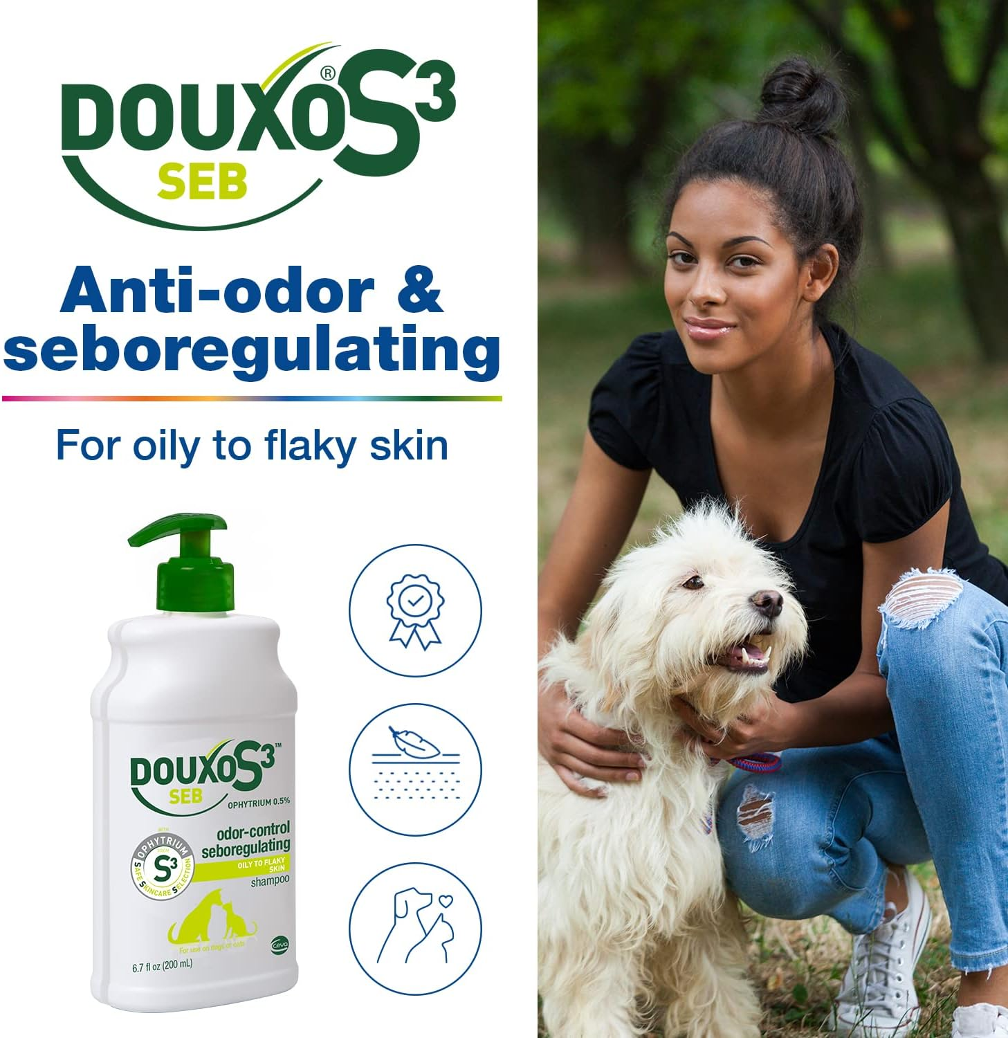 Douxo S3 SEB Medicated Dog & Cat Shampoo for Odor Control & Seborrhea Treatment