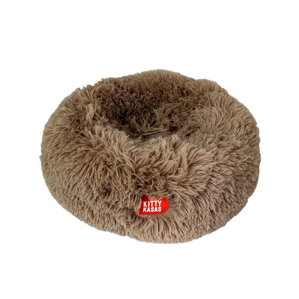 Kitty Kasa Round Donut Pet Bed – Soft Faux Fur, Raised Rim & Machine Washable for Dogs & Cats