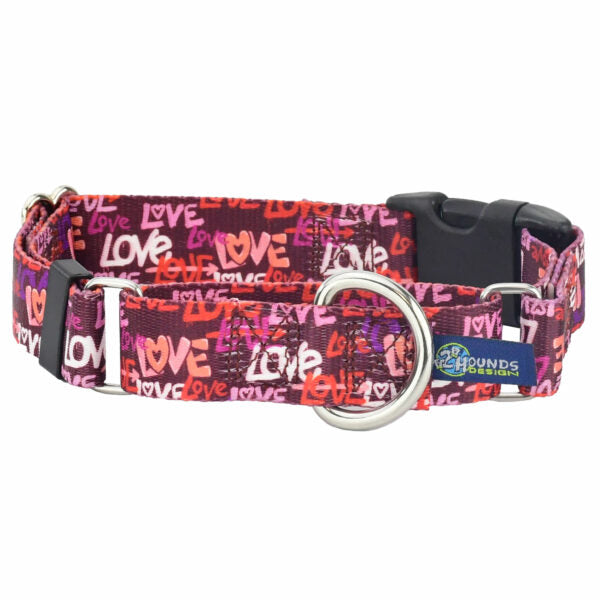 2 Hounds Design Love Graffiti Red Buckle Martingale Dog Collar – EarthStyle Collection