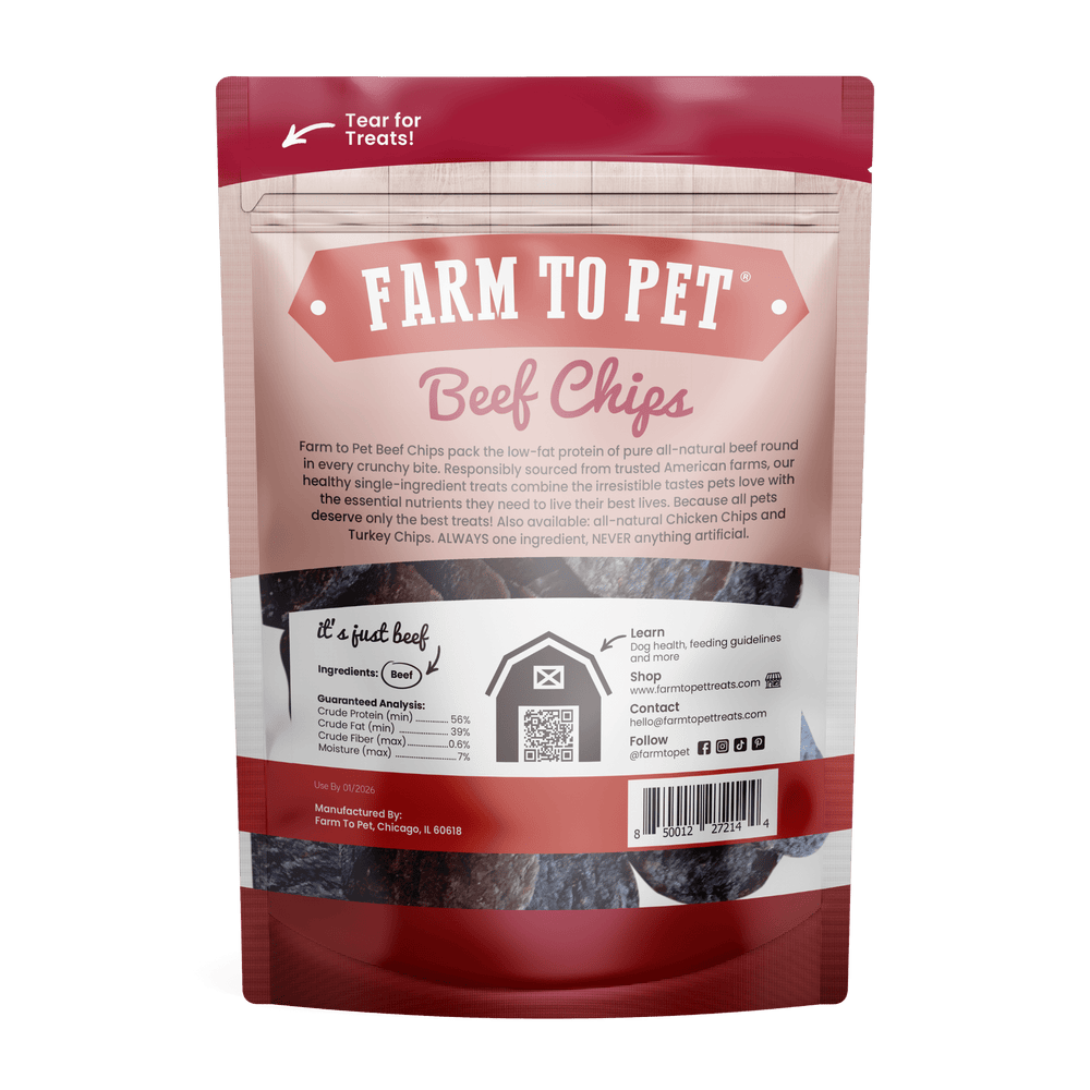 All-Natural Beef Chips for Dogs & Cats – High-Protein Treats Made in the USA