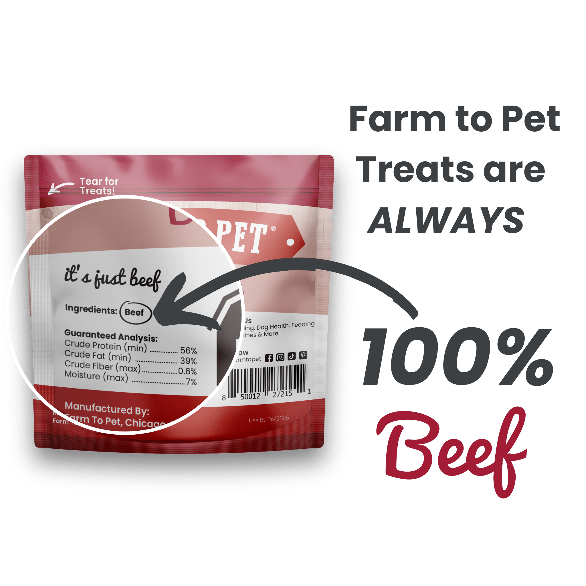 High-Protein Beef Chip Snack Pack Bundles – All-Natural, Single-Ingredient Dog Treats