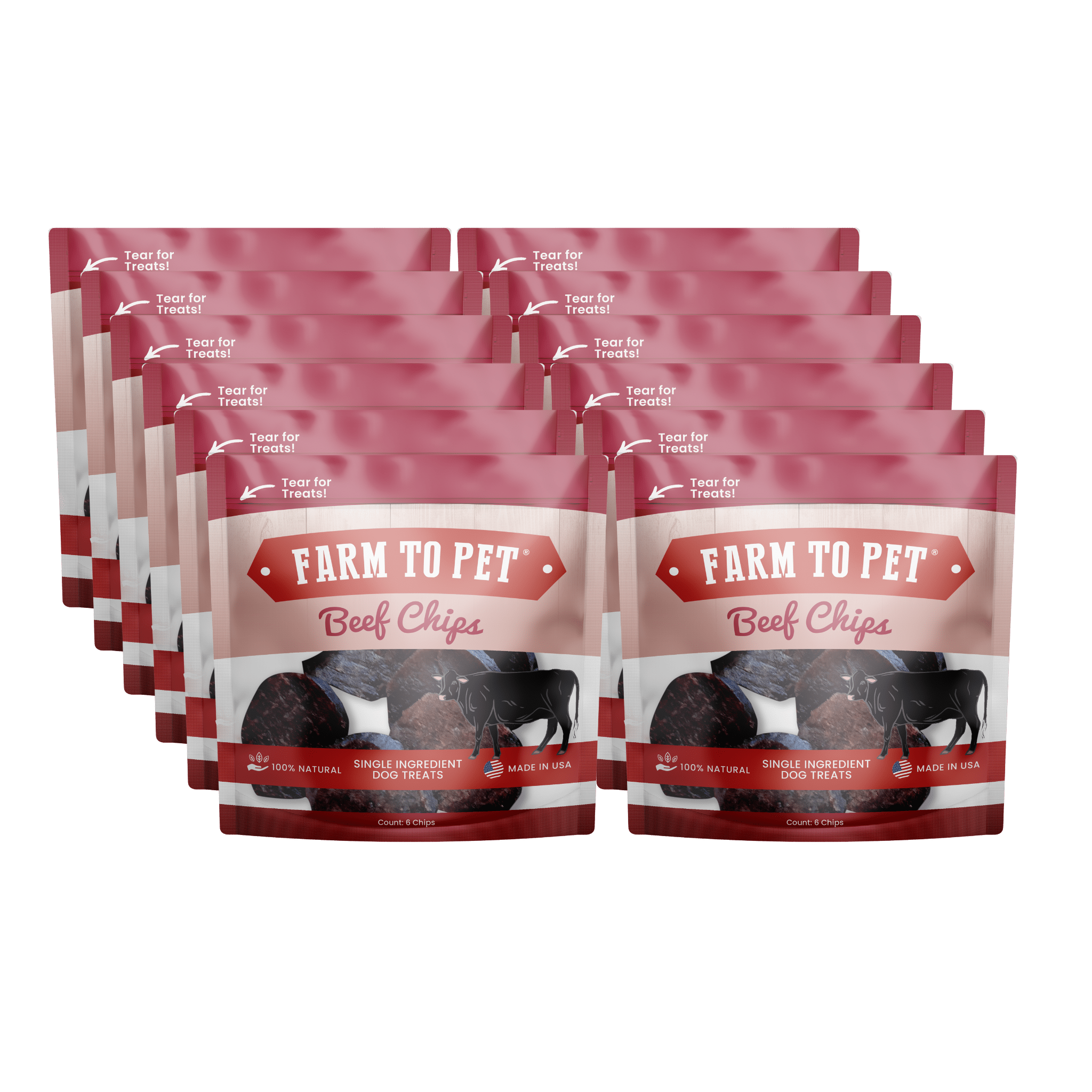 High-Protein Beef Chip Snack Pack Bundles – All-Natural, Single-Ingredient Dog Treats