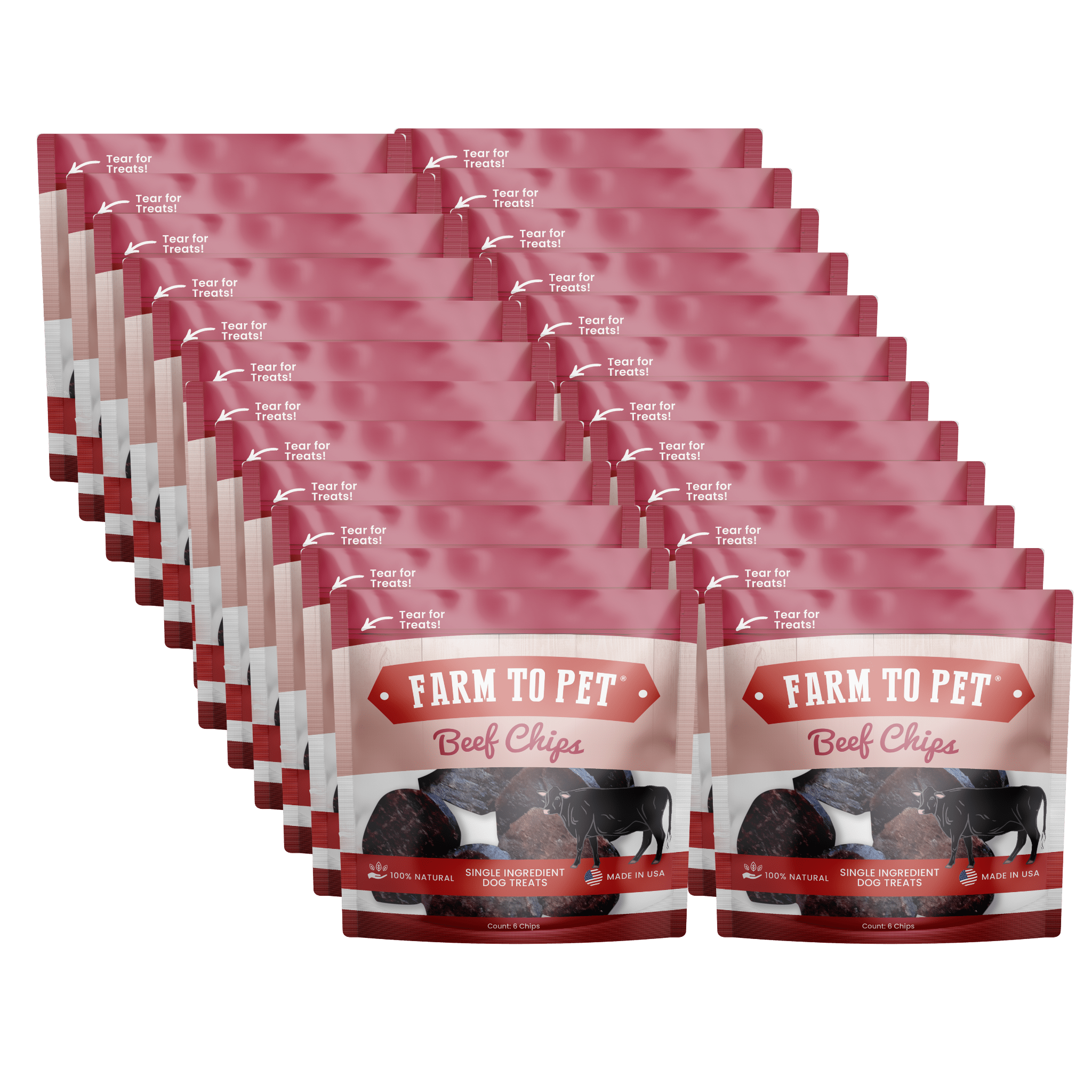 High-Protein Beef Chip Snack Pack Bundles – All-Natural, Single-Ingredient Dog Treats