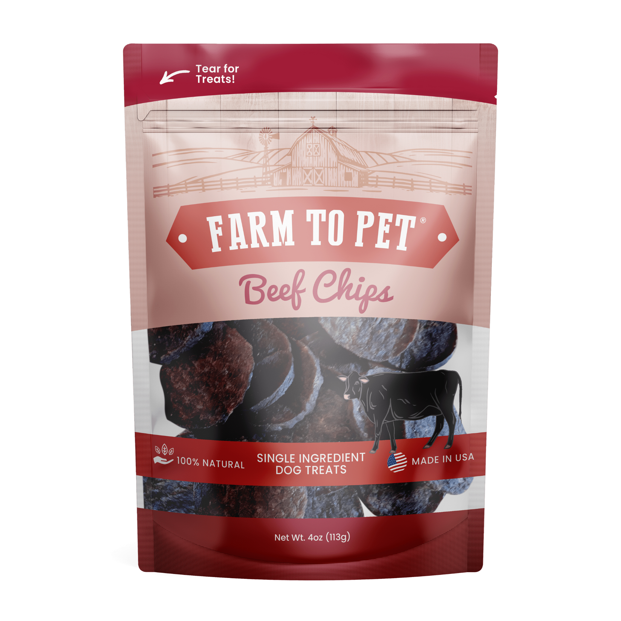 All-Natural Beef Chips for Dogs β High-Protein Dog Treats Made in the USA