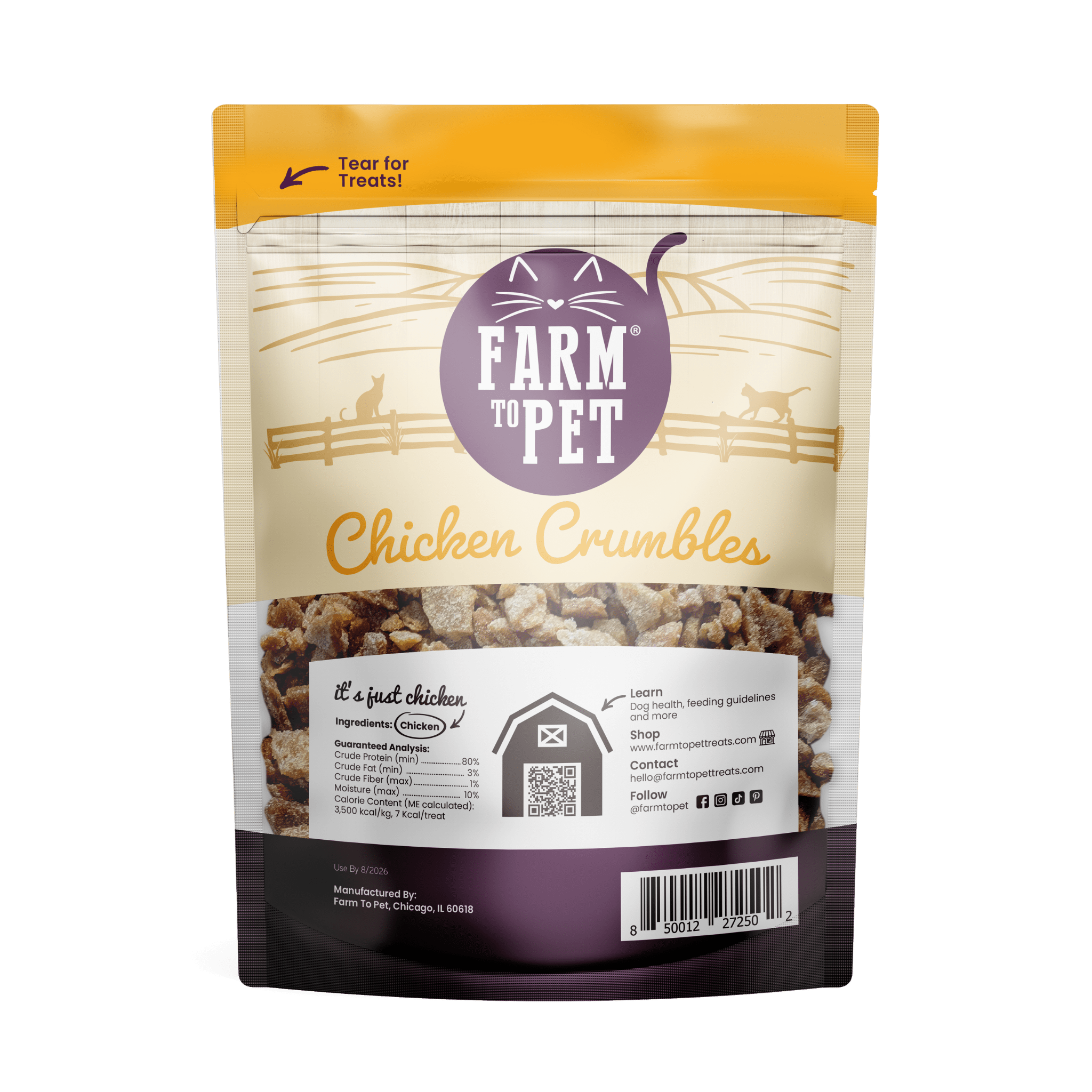 Chicken Crumbles for Cats – High-Protein, Grain-Free, All-Natural Cat Treats
