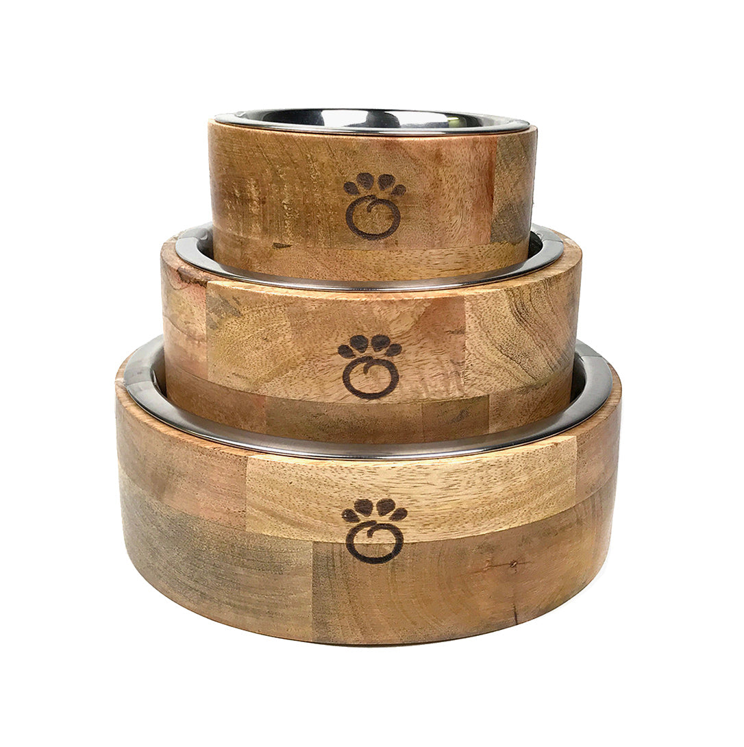 Mango Wood Pet Bowl – Single Elevated Feeder for Dogs & Cats | Stylish & Durable