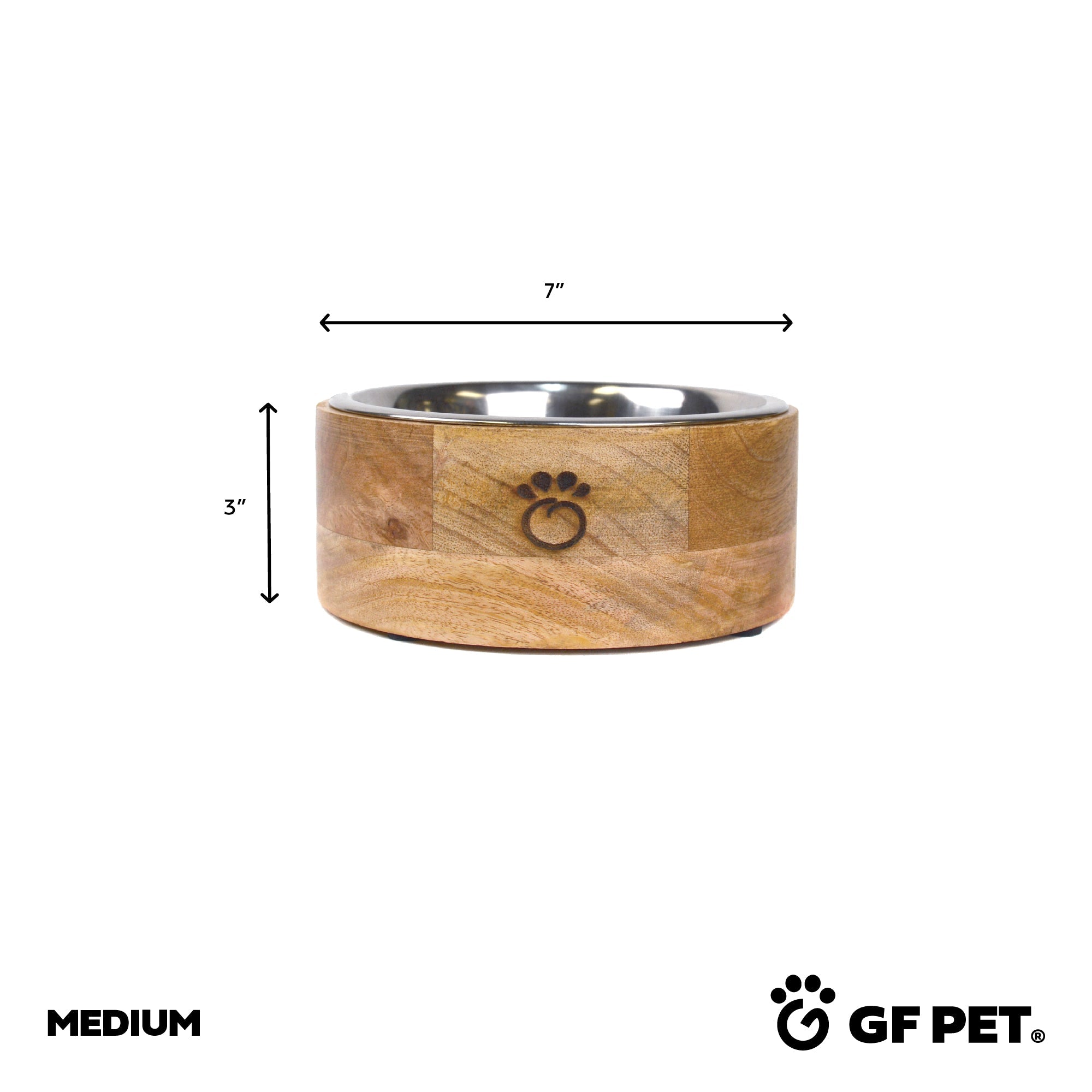 Mango Wood Pet Bowl – Single Elevated Feeder for Dogs & Cats | Stylish & Durable