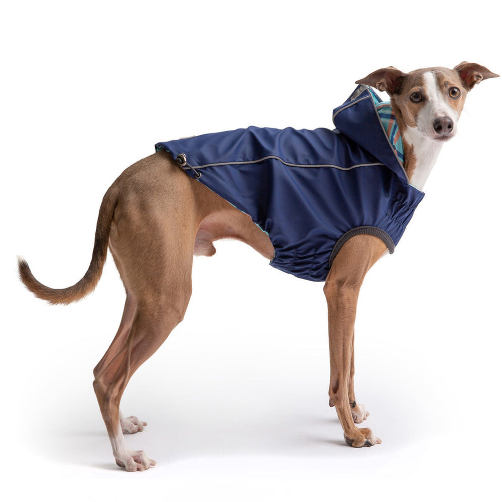 GF PET® Elasto-FIT® Reversible Navy Dog Raincoat – Waterproof & Adjustable Fit