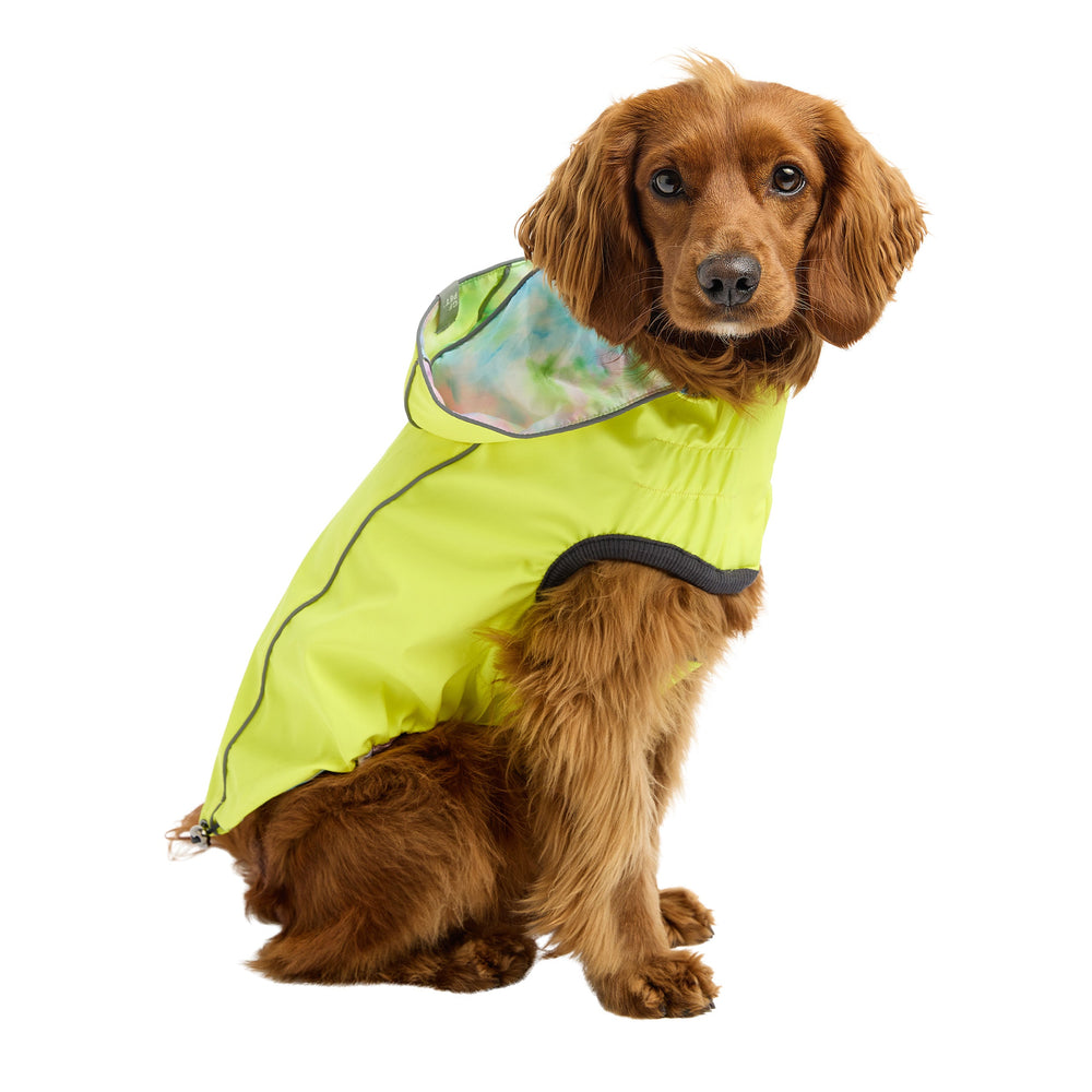 GF PET® Elasto-FIT® Reversible Waterproof Dog Raincoat – Neon Yellow with Tie Dye