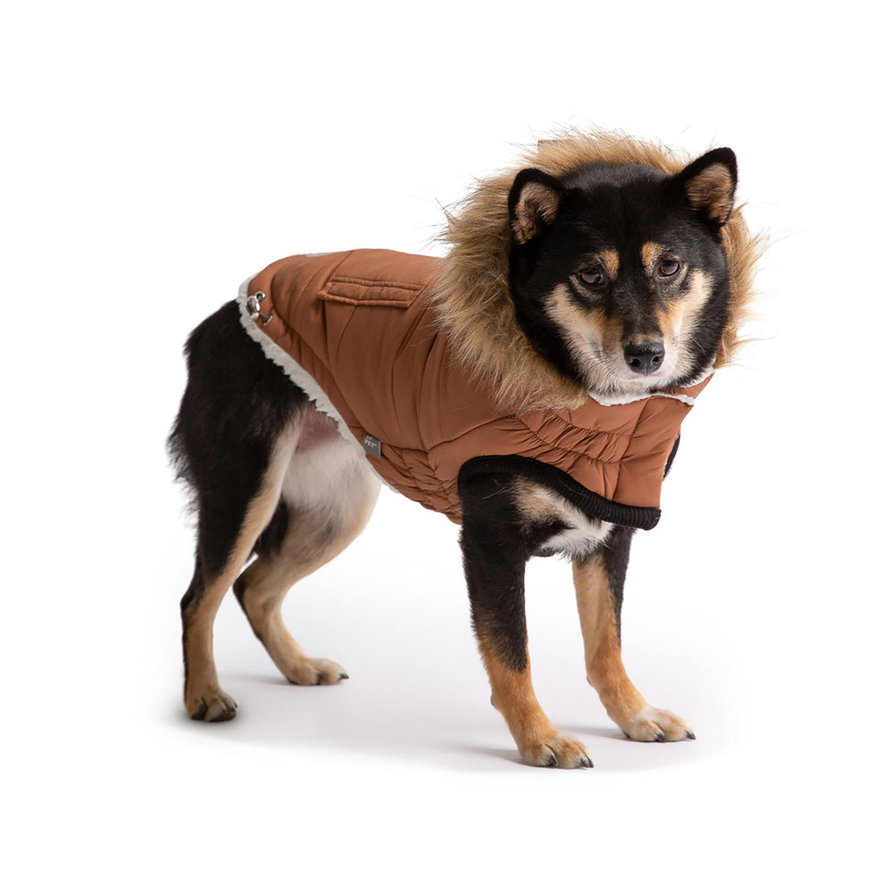 GF PET® Urban Dog Parka – Water-Resistant Winter Coat with Elasto-Fit® - Caramel