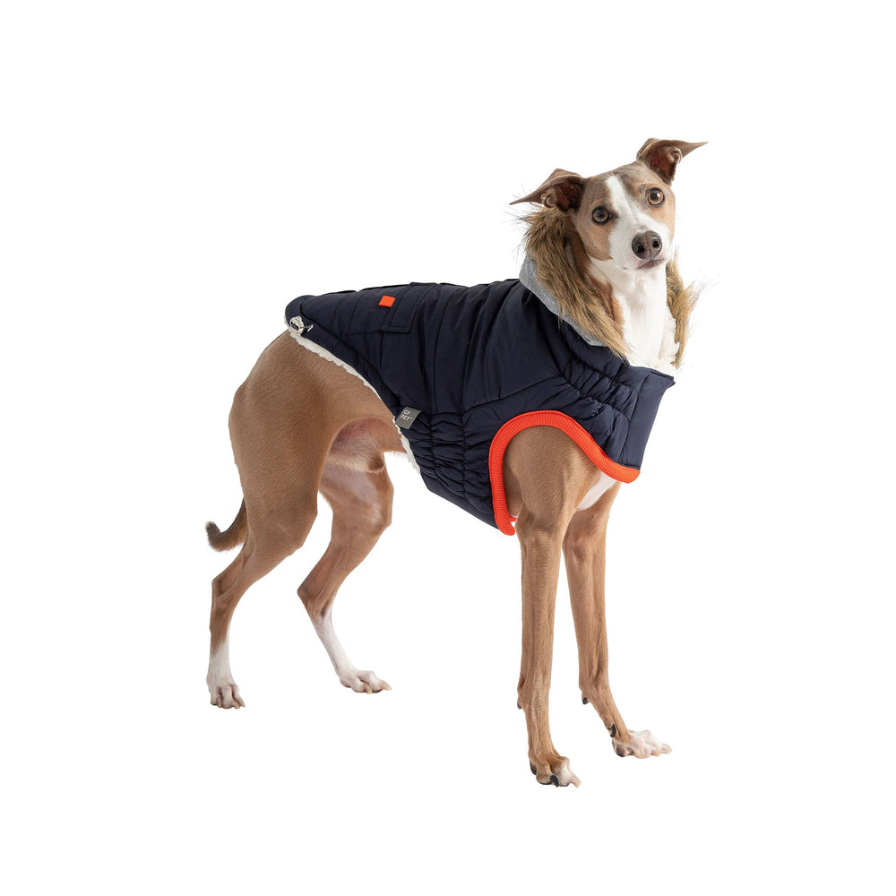 GF PET® Winter Navy Sailor Parka – Warm, Water-Repellent Dog Coat with Sherpa Lining