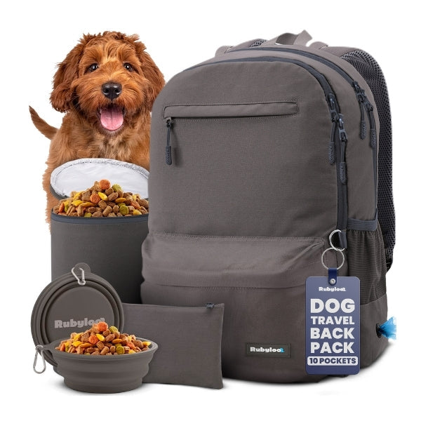 Rubyloo The Original Doggy Bag™ Backpack for Dog Supplies – Airline-Approved Dog Travel Backpack with Food Storage & Collapsible Bowls