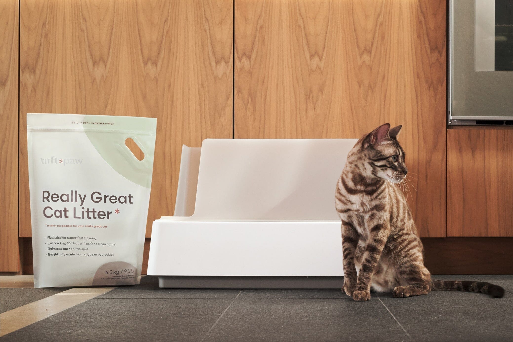 The Cove Modern Litter Box with Built-In Scoop & Shelter Add-On