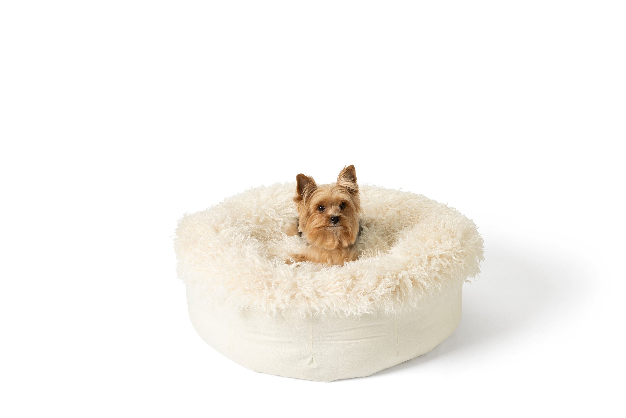 PupPouf™ Faux Fur Donut Dog Bed – Luxe Plush Orthopedic, Sheep Ivory