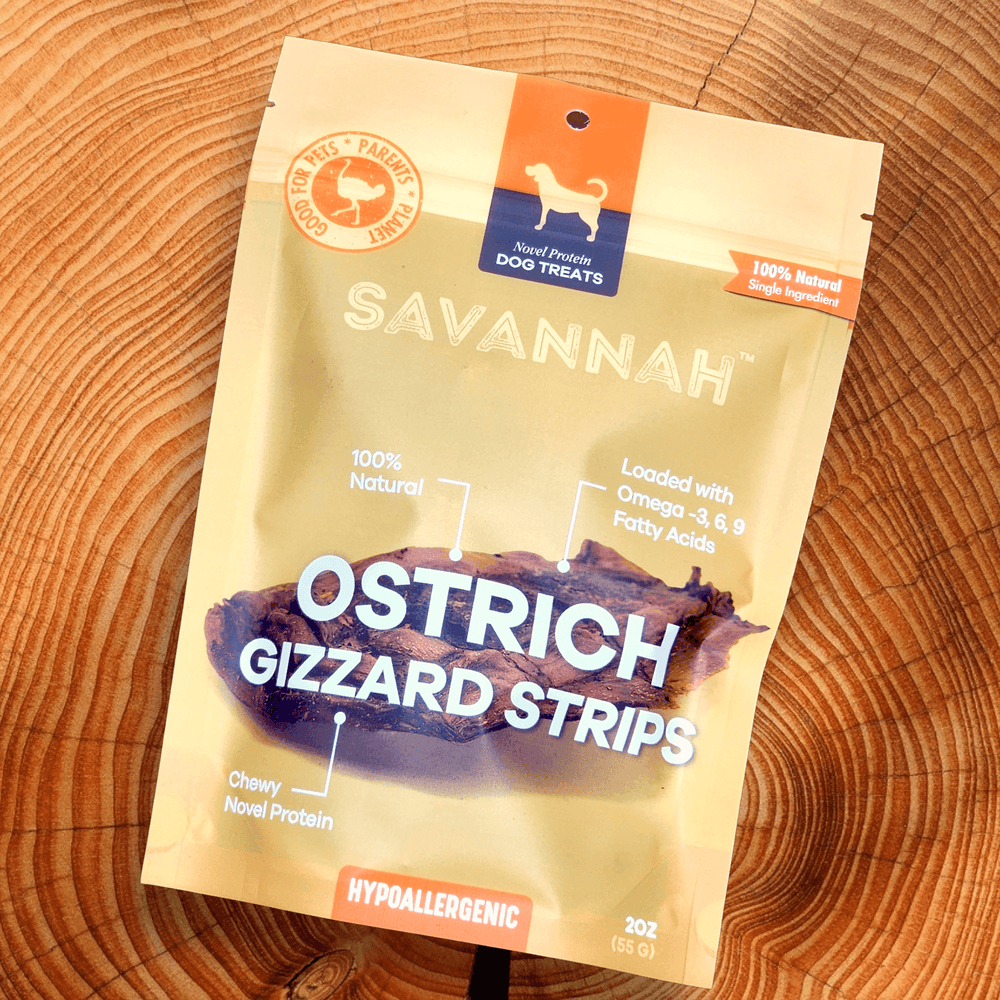 Chewy Ostrich Gizzard Strips β High-Protein, Omega-3 Rich Dog Chew