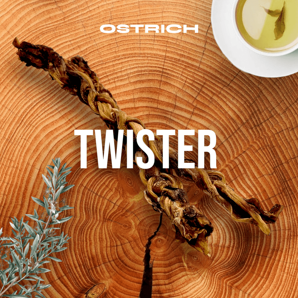 Ostrich Tendon Twister Dog Chew (16”) – Long-Lasting Natural Chew for Dental & Joint Support