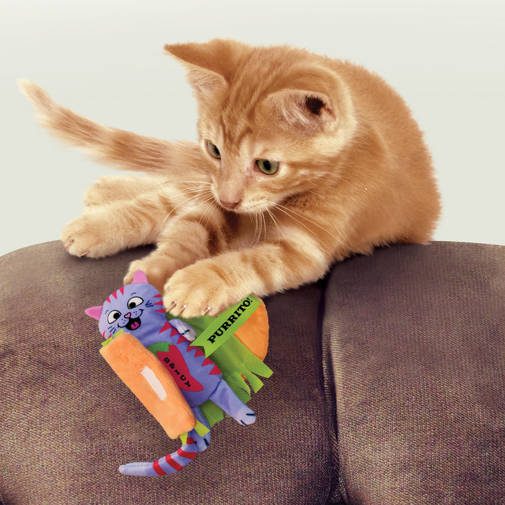 KONG Pull-A-Partz Purrito Cat Toy – 2-in-1 Crinkle & Catnip Fun