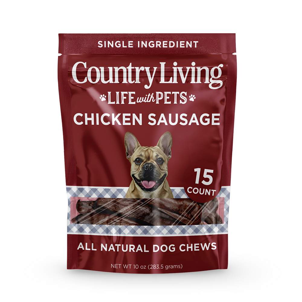 Country Living 4ββ5β Beef Flavored Chicken Sausage Dog Treats | 15-Count All-Natural Soft & Chewy High-Protein Grain-Free Training Treats