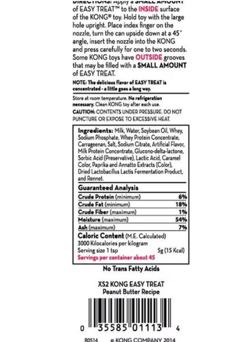 KONG Easy Treat Peanut Butter Flavor for Dogs – 8 oz | Long-Lasting Dog Treat Filler