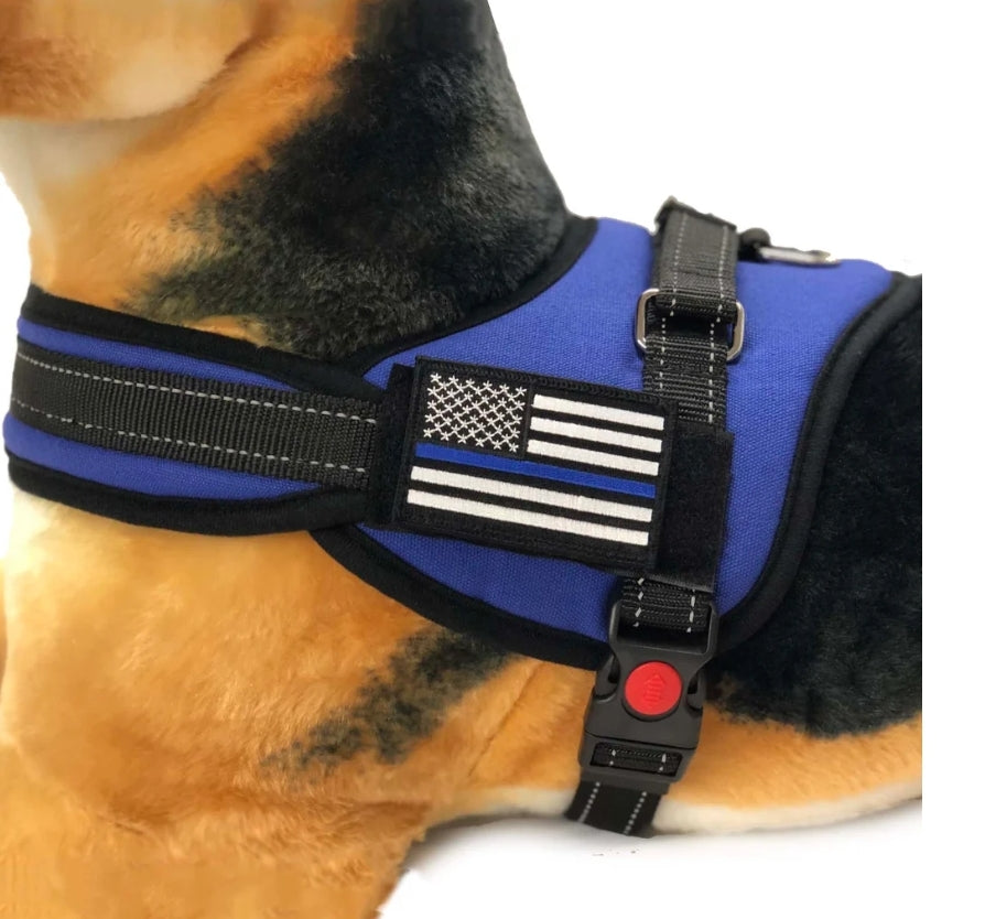 Boss Dog Tactical Harness Patch - USA Thin Blue Line, (6-Pack)