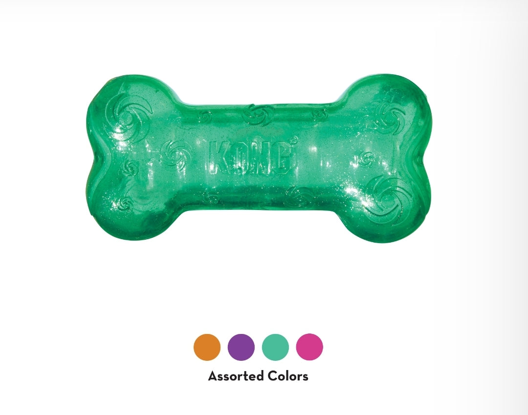 KONG Squeezz Crackle Bone Dog Toy - Durable, Fun & Engaging Play
