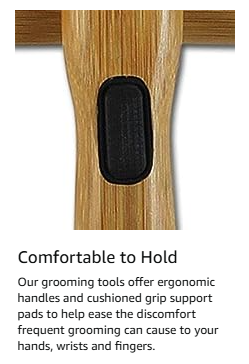 ALCOTT Bamboo Groom Shedding Comb - 31 Rounded Rotating Pins for Gentle Pet Grooming