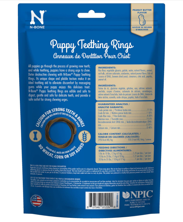 N-Bone Puppy Teething Rings Peanut Butter 6pk - Soothe Your Puppyβs Gums