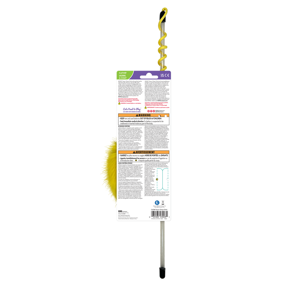 KONG Chirpz Chick Cat Teaser – Interactive Wand Toy with Sound & Catnip