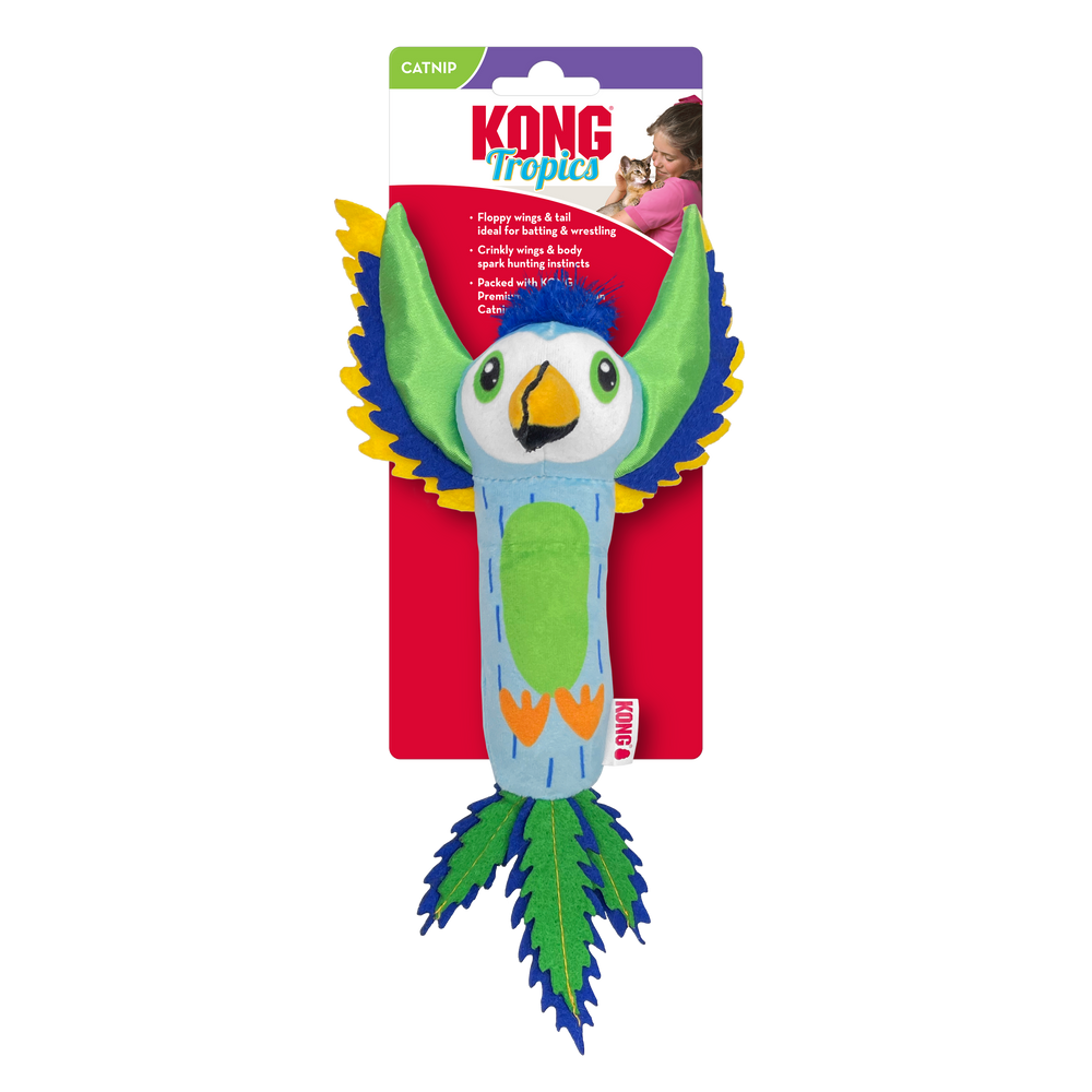 KONG Tropics Bird Toy for Cats – Crinkle & Catnip-Filled (Assorted)