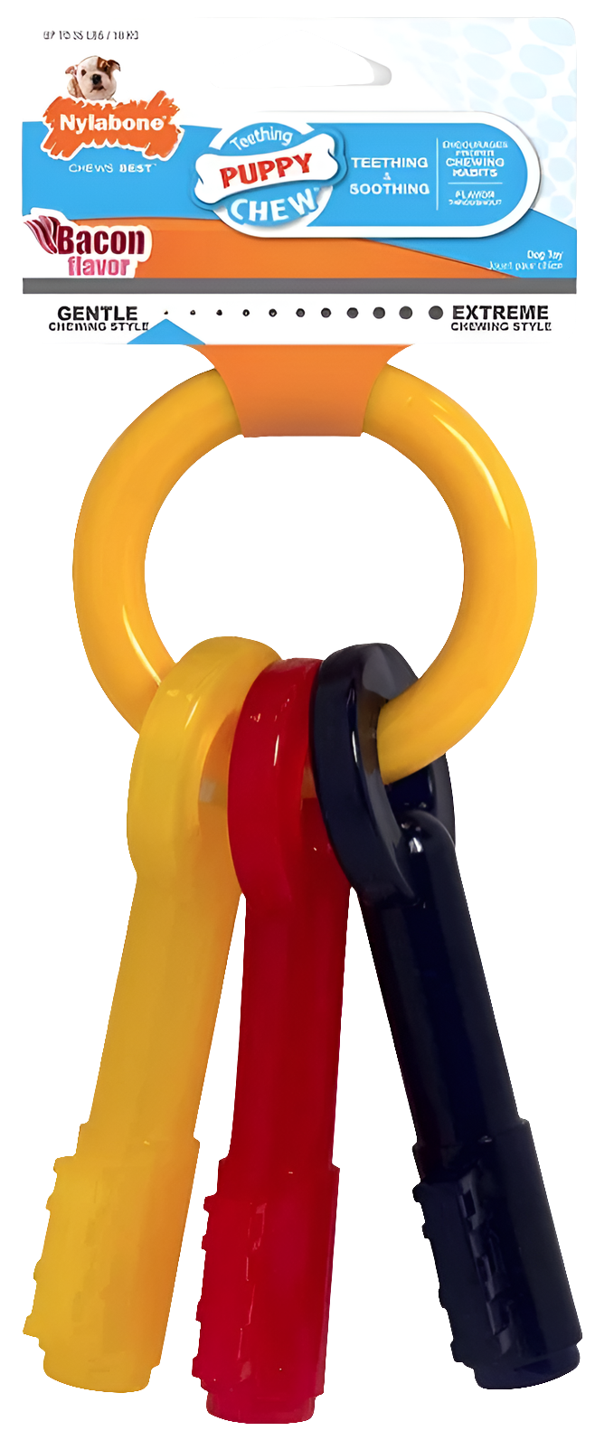 Nylabone Puppy Teething Chew Toy Key Ring โ Soothing Teether for Gentle Chewers