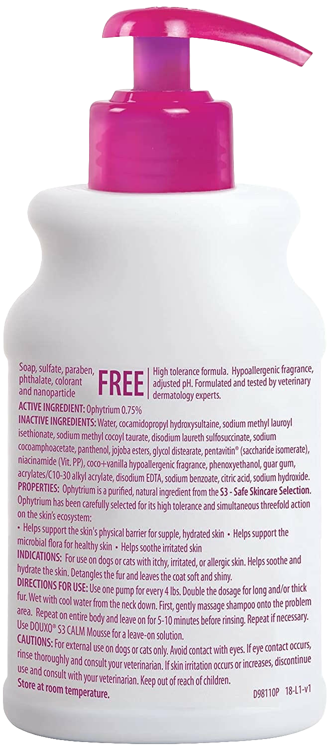 Douxo S3 Calm Soothing Shampoo for Dogs & Cats – Itchy, Irritated, Sensitive Skin Relief