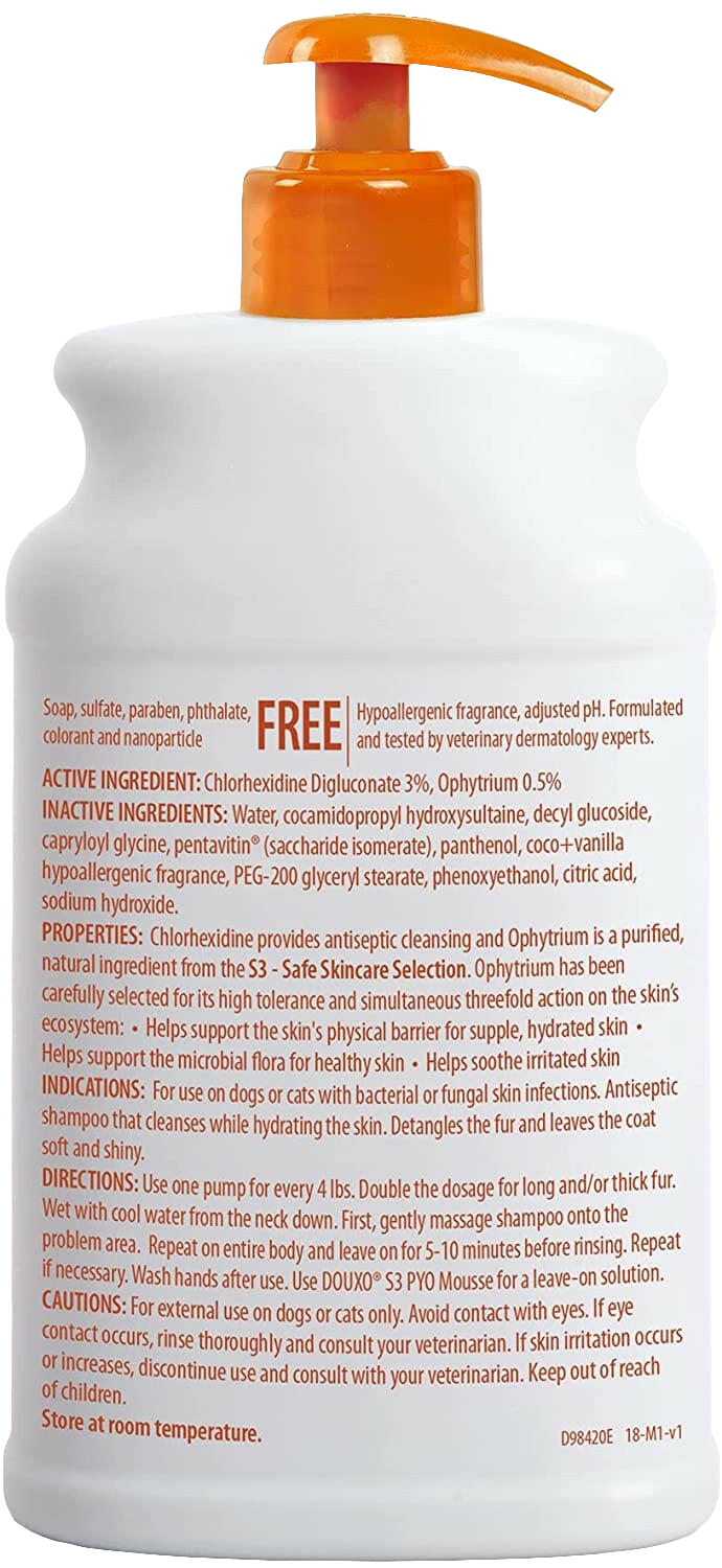 Douxo S3 PYO Antiseptic & Antifungal Shampoo for Dogs & Cats – Vet-Recommended Skin Care