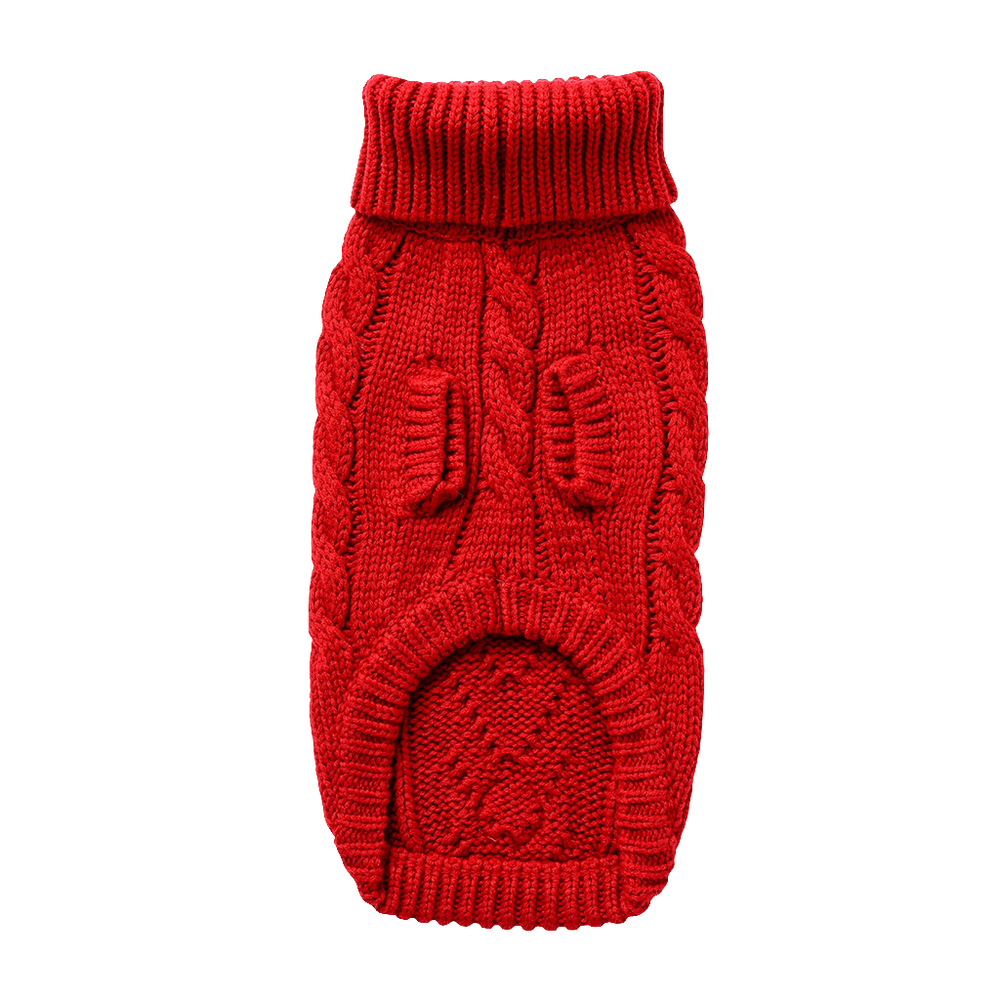 Red Knit Dog Sweater – Cozy Winter Turtleneck Pet Apparel for Small & Large Dogs
