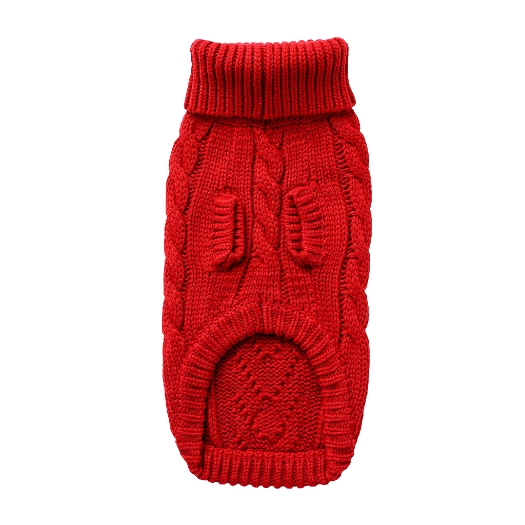 Red Knit Dog Sweater – Cozy Winter Turtleneck Pet Apparel for Small & Large Dogs