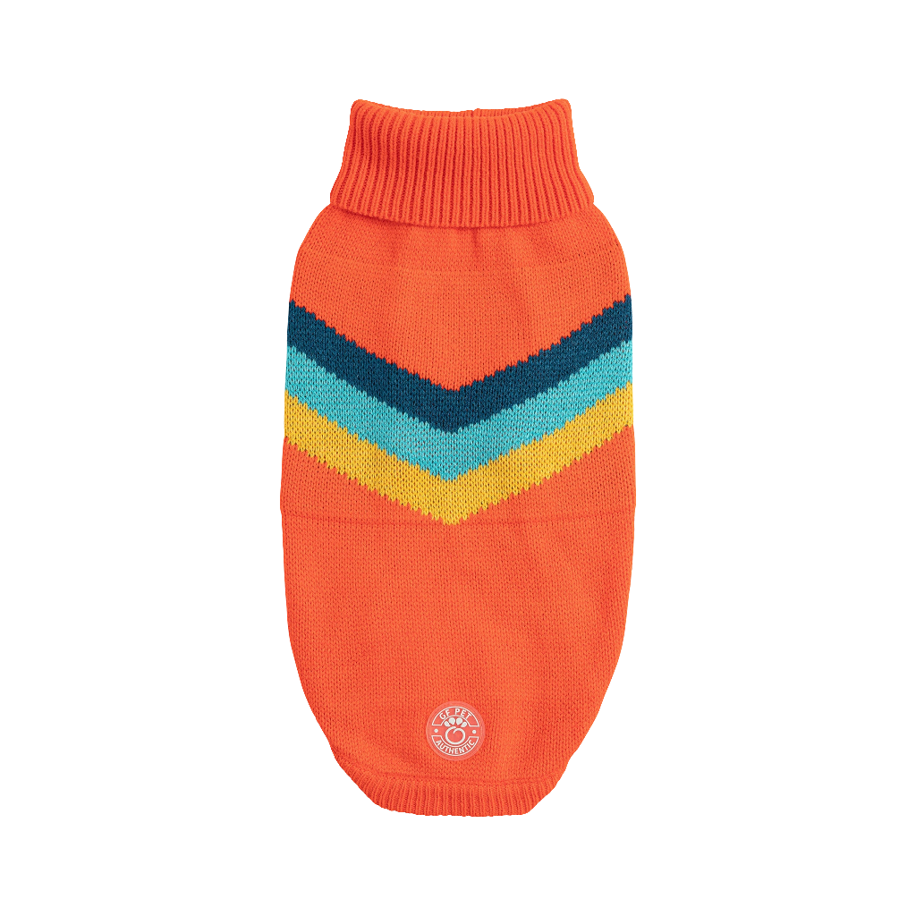 Stylish Alpine Dog Sweater - Orange Turtleneck Pet Apparel