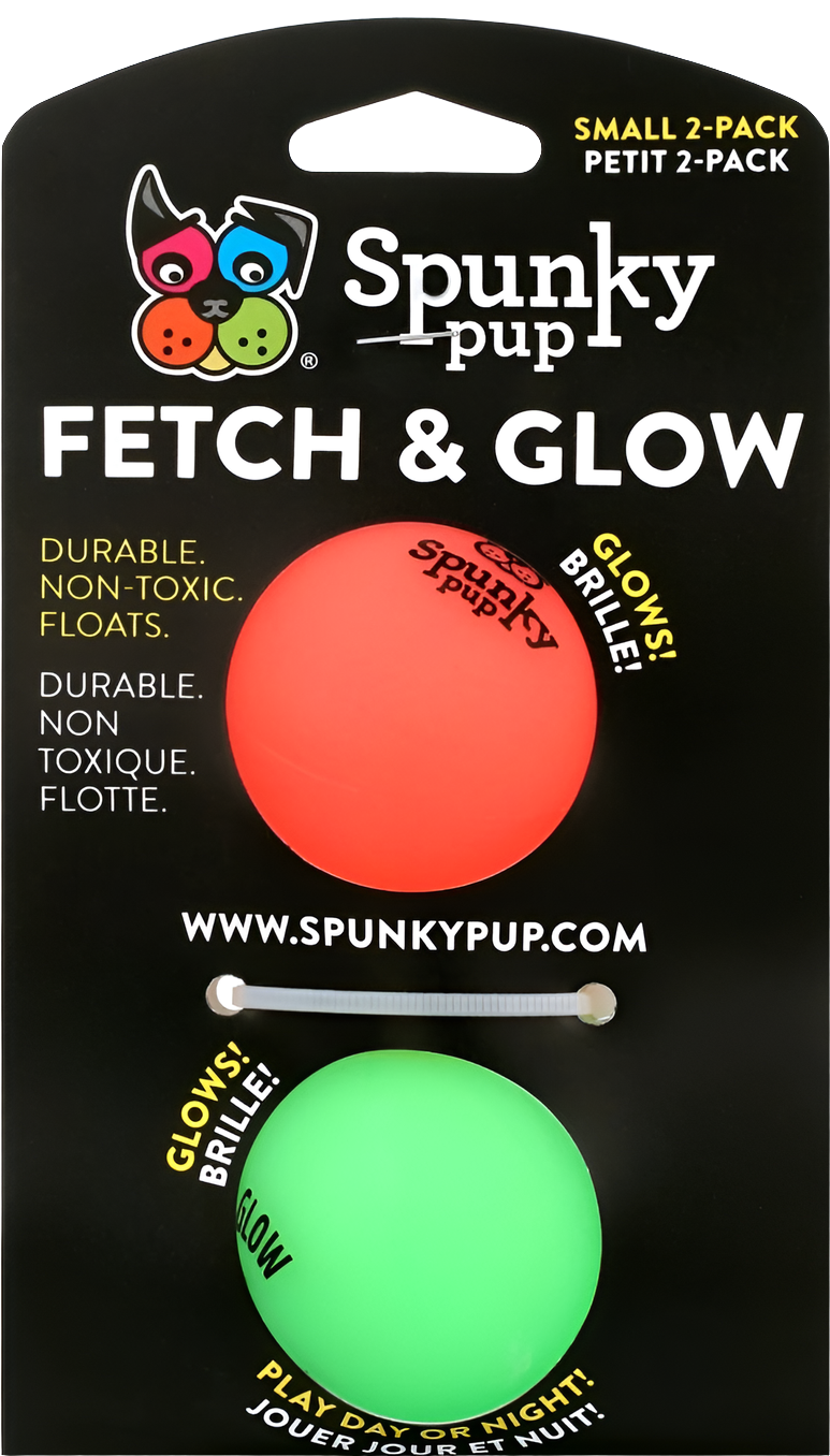 SPUNKY Pup Fetch & Glow Ball S 2pk a Active Toy for your Dog